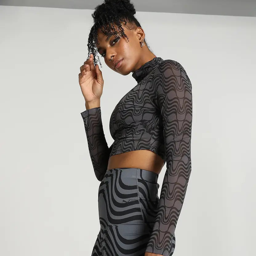 Puma Lds Sweater Crop Winter Rink See Through Purple